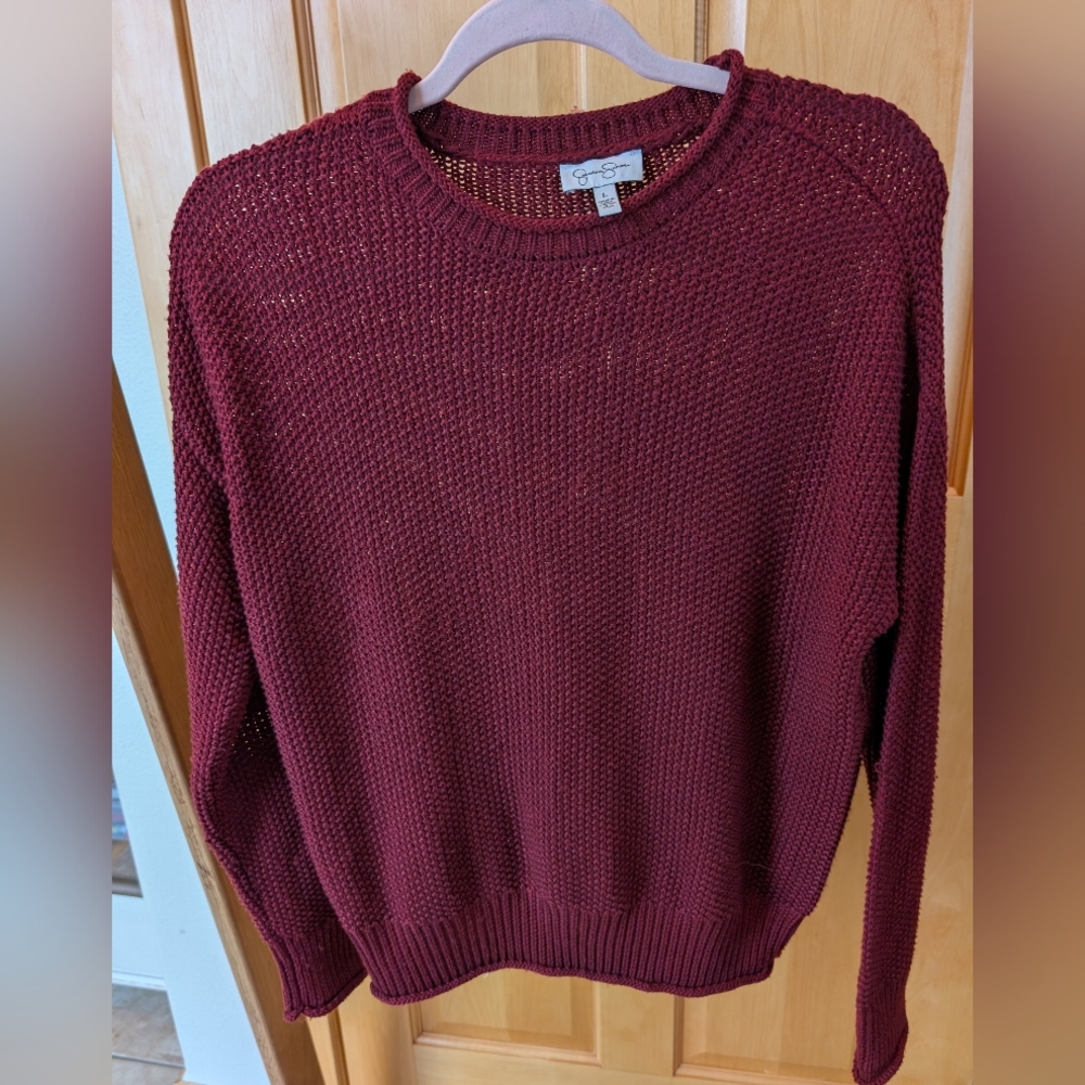 Jessica Simpson Deep Burgundy Crew Neck Sweater